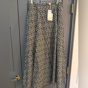 Nordstrom Black and White Geometric A-Line Maxi Skirt
